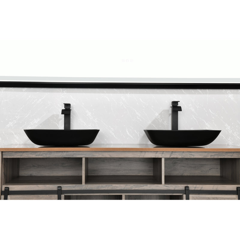 Lavabo de salle de bain tout-inclus noir mat avec robinet et robinet escamotable élégant - 13,0 po x 18,13 po x 4 po x 4 po