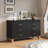 6-Drawer Double Dresser with Metal Handles & Solid Wood Legs-1809706594