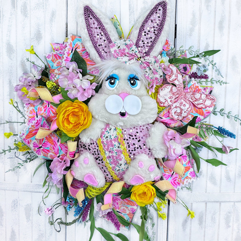 Easter Rabbit With Egg Spring Wreath
