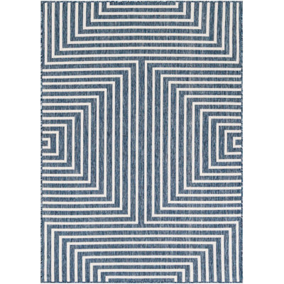 Tapis bleu contemporain Odawa