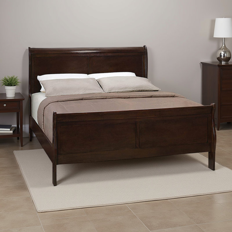 Amadis Wooden Sleigh Bed, King, Brown
