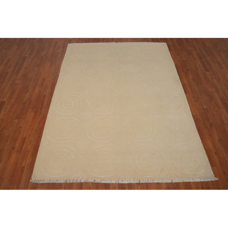 Tapis népalais sophistiqué en spirale 6 x 8 pour maisons modernes