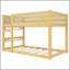 Lit superposé simple au-dessus d'un lit simple avec tablettes de rangement, lit superposé bas avec garde-corps en rotin, naturel-129230745