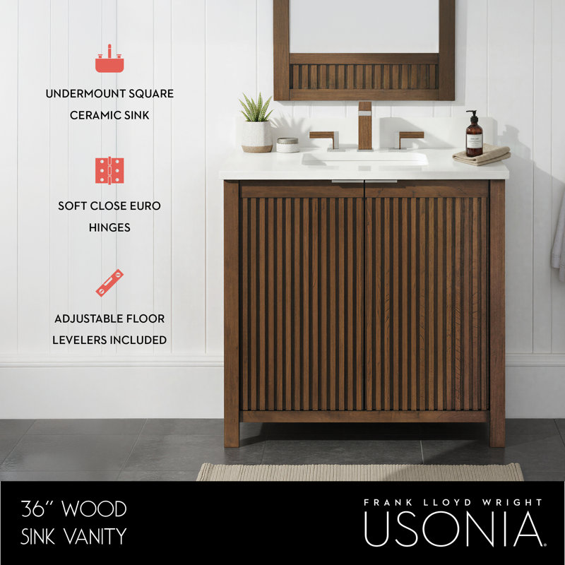 Through Lines 36" Single Bathroom Vanity, Brown
