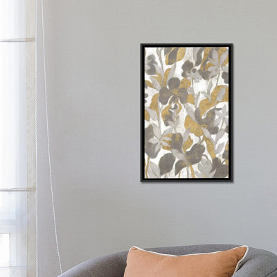 « painted tropical screen ii gray gold » par silvia vassileva,, impression sur toile