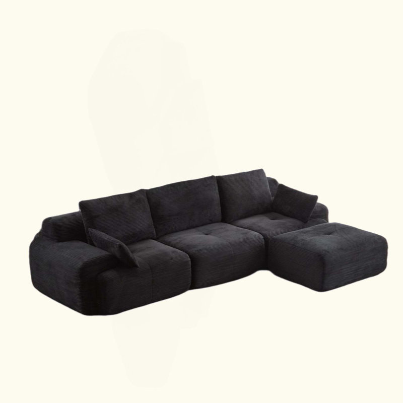 Modern Memory Foam Compressed Sofa,Large Sectional Couches For Living Room,Pet-Friendly Cloud Modular Sectional Sofa,Corduroy Fabric,Extra Deep Loveseat,No Assembly Required
