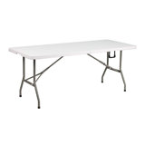 6" Rectangular Plastic Folding Event Table, Portable Banquet Table For Indoor/Outdoor Events, White