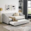 Twin Size Daybed With Twin Size Trundle Upholstered Tufted Sofa Bed, With Button On Back And Nail On Waved Shape Arms (80.5"X41"X30.5")-451530899-451530897
