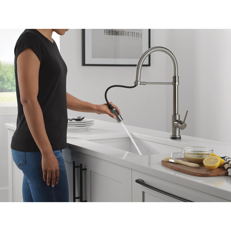 Trinsic Touch2O Kitchen Faucet with Touchless Technology, Black Stainless