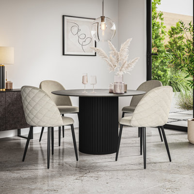 Arlo White Marble Table Top W Oak Legs + Raye Velvet Dining Chair Mustard Set Of 4 