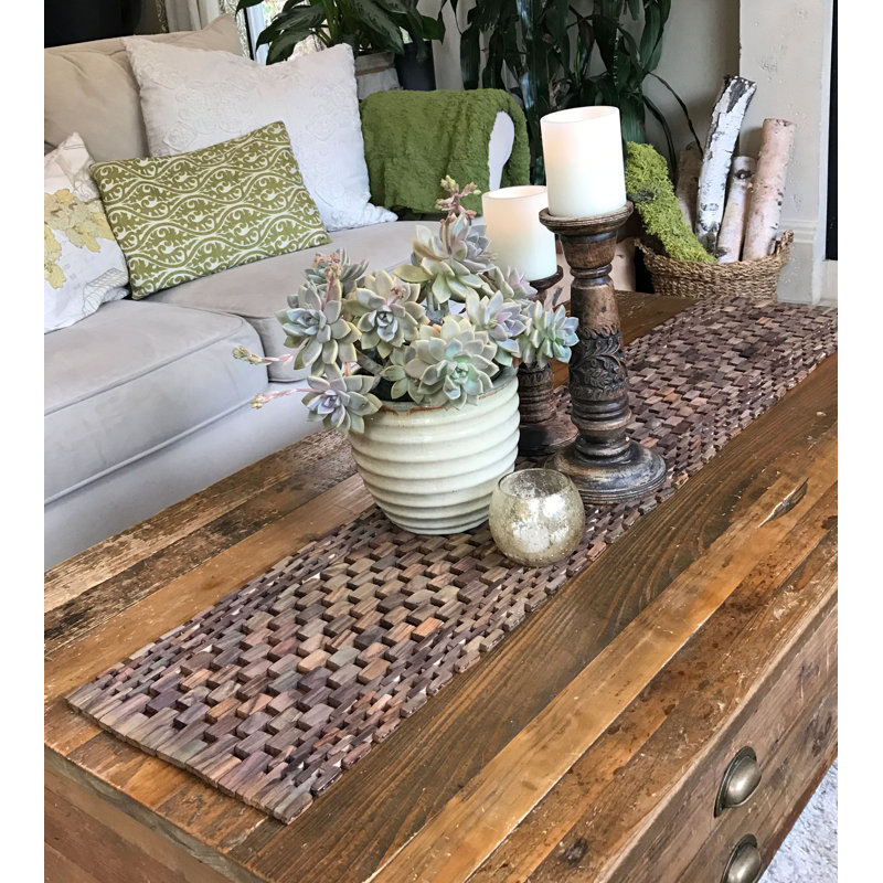 Gupton Recycled Teak Table Runner, Rosewood