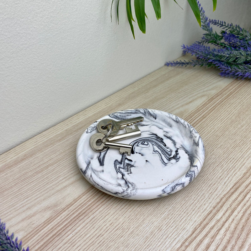 Round Trinket Tray Dish, Grey