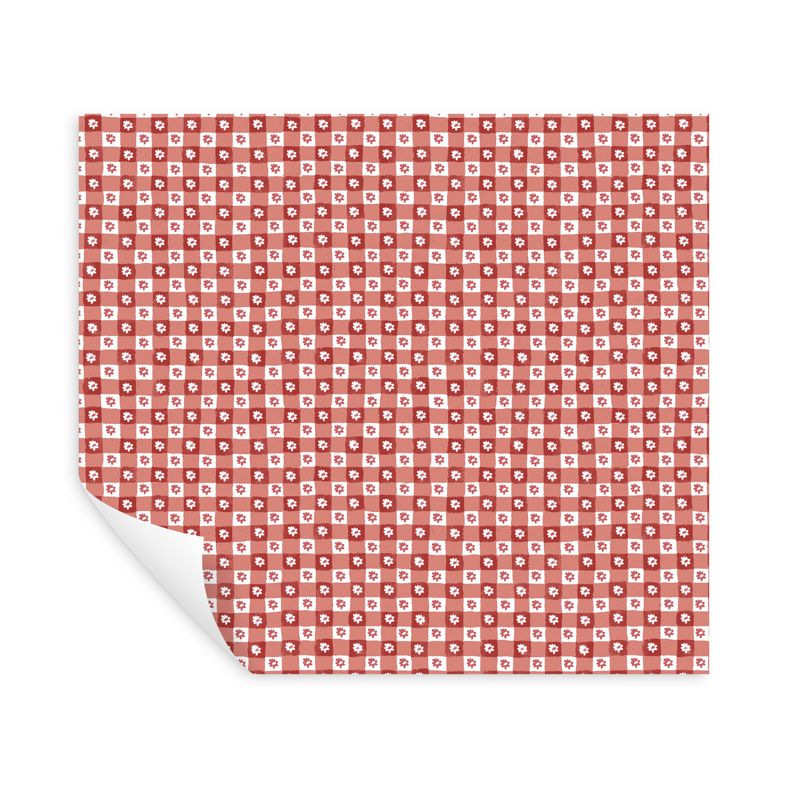Daisy Gingham Self-Adhesive Roll, Red