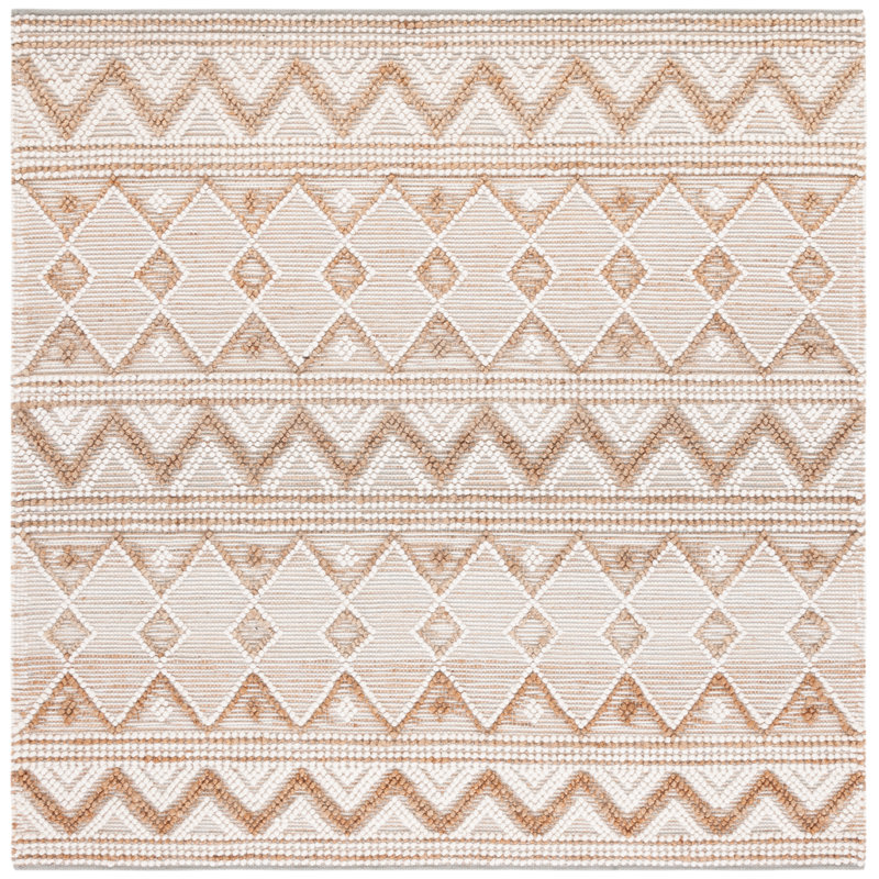 Landenberg Hand Woven Jute/Wool/Cotton Southwestern Rug in Natural/Ivory, Square 6'
