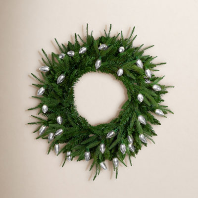 24" Pre-Lit Pine Wreath