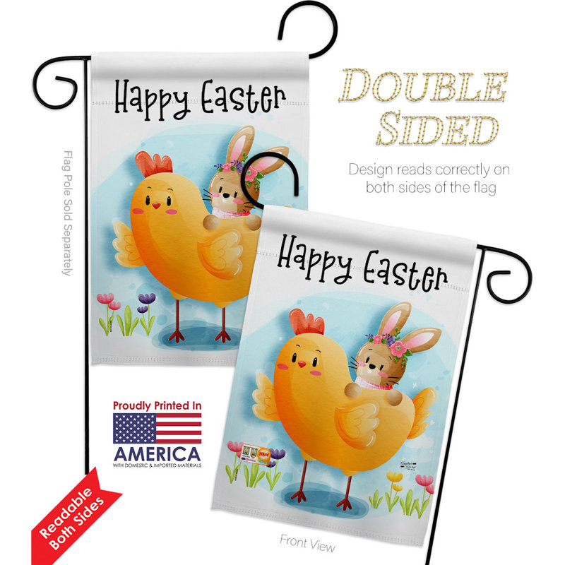 Double Sided 18.5 in. H x 13 in. W Polyester Easter Garden flag