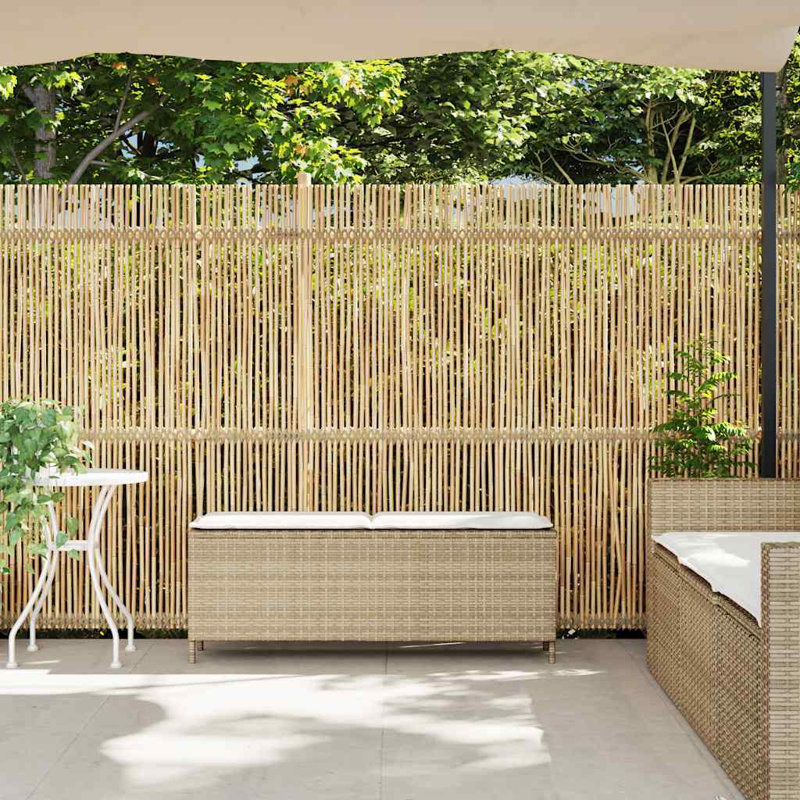 Banc de patio avec coussin en rotin de polyester 43,3 po x 11,8 po x 15,9 po, Beige / brun