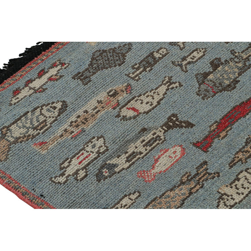 Burano Hand Knotted Wool Animal Print Area Rug, Runner 3' x 10'