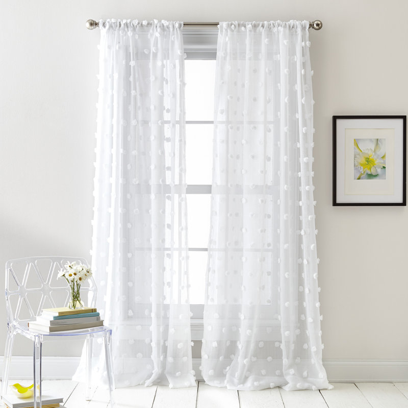 White Sheer Polyester Rod Pocket Window Panels, 96" Length