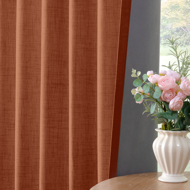 Isio 52" W 100% Blackout Curtain Panel, Thermal Insulated Rod Pocket, 52" W x 96" L, Orange