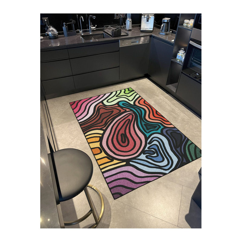 Tapis multicolore à motif décoratif multicolore, Tapis de couloir 2 pi 6 po x 6 pi 7 po inclus