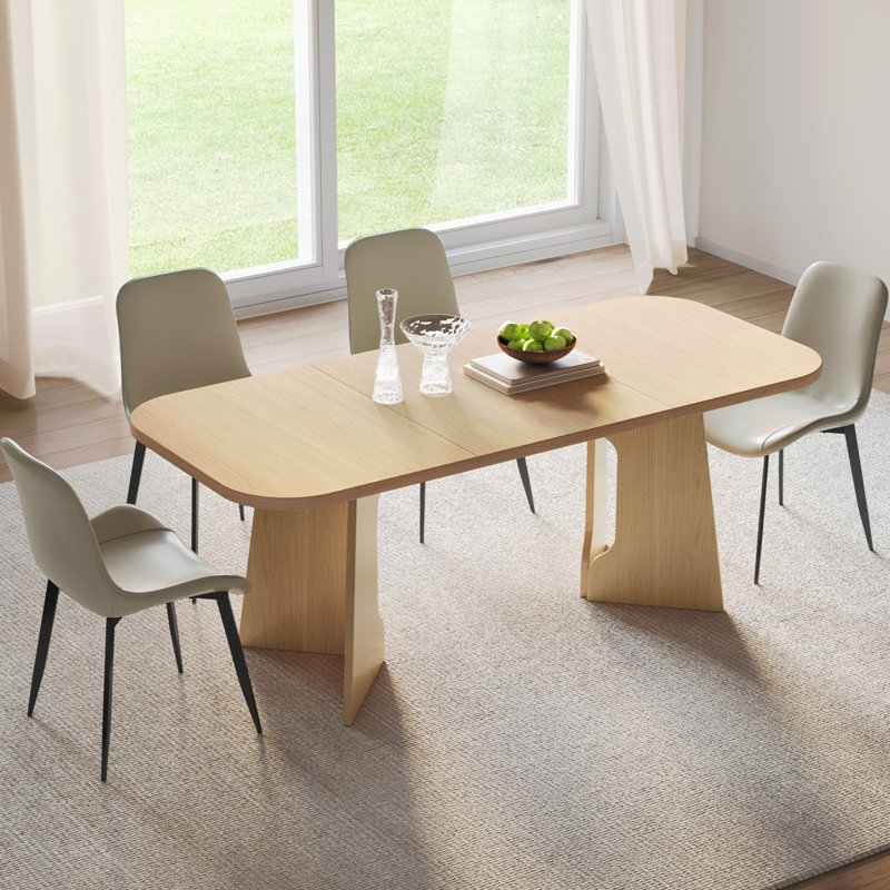 Table de salle à manger 70,8 po rectangulaire pour 4 à 6 personnes, naturel