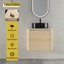 Meuble-lavabo mural de 61 cm (24 po) avec lavabo en céramique décorative, 1 porte à fermeture douce, contreplaqué préassemblé, pierre blanche plate, 45 poignées dissimulées, style relaxant
