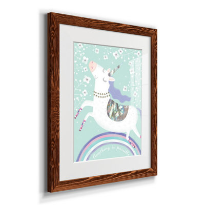 Rainbow Unicorn - Reproduction d'art graphique sur papier encadré