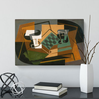 Chessboard And Glass by Juan Gris - Wrapped Canvas Painting