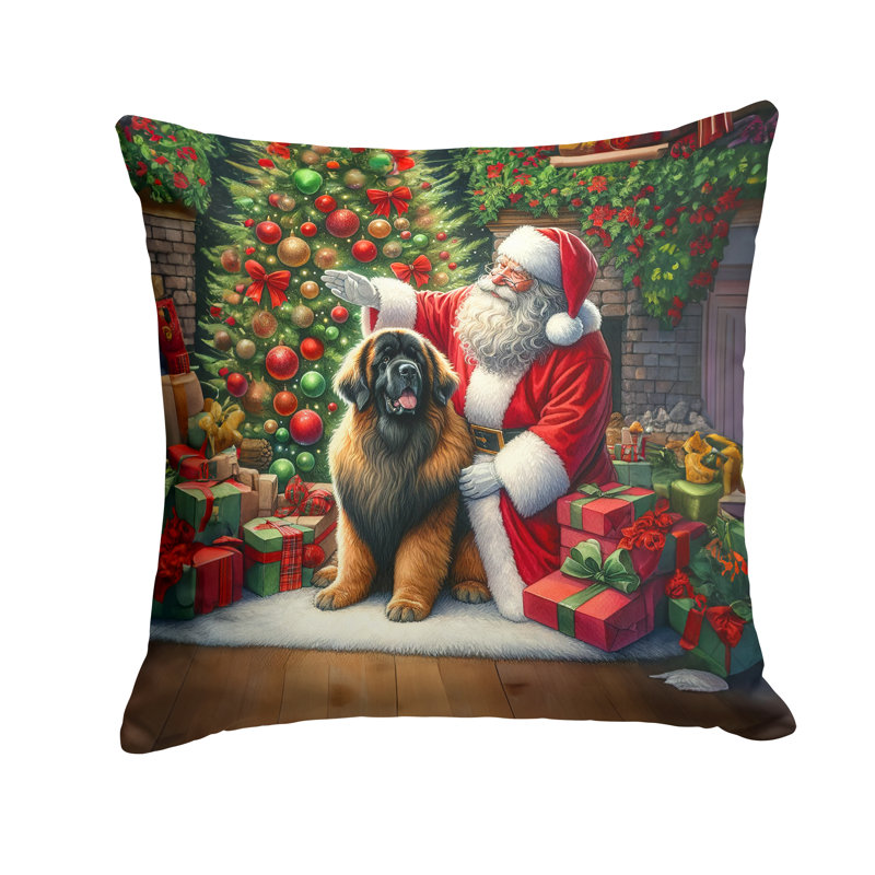 Coussin Leonberger and Santa Claus, H 18 po x l 18 po
