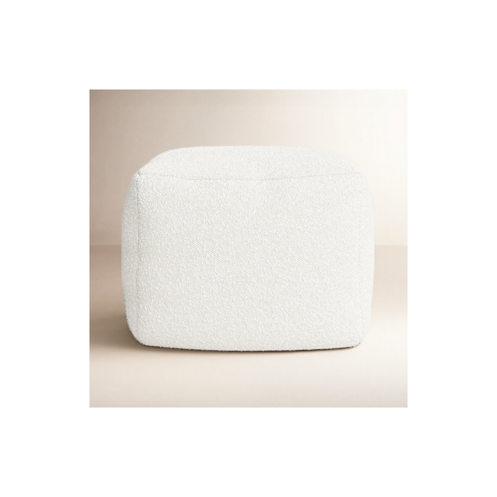 Inaki Upholstered Pouf, Ivory Boucle