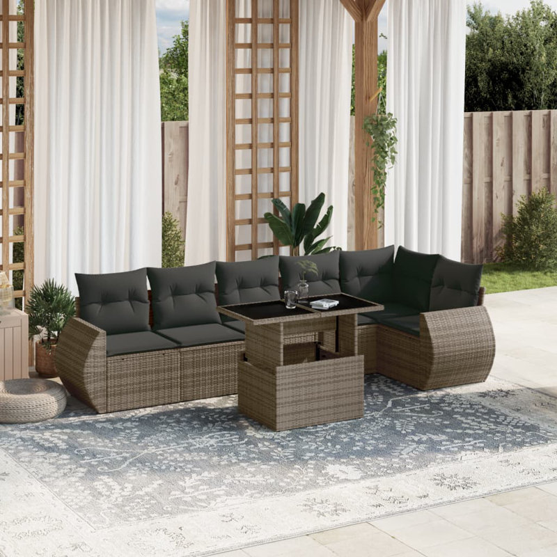 Vidaxl Garden Sofa Set Grey, Dark Grey