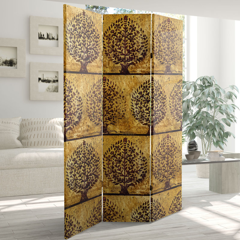 47.25'' 3 - Panel Folding Room Divider, Golden Orchard