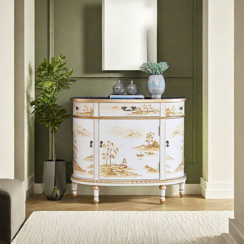 Armoire d'appoint peinte en demi-cercle de style européen, Brun foncé