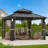 Horizon 12' x 12' Hard Top Gazebo With Solar Self Powered LED Lights, Mosquito Netting and Canopy Hook