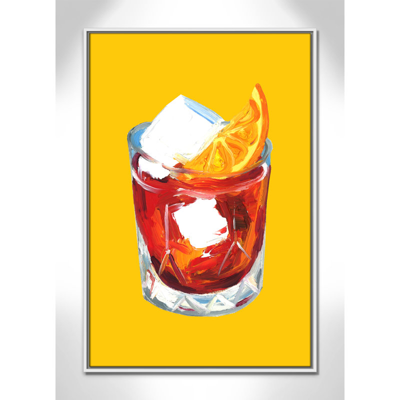 Imprimé jaune Negroni par Straker, Flotteur blanc, H 37,5 po x l 25,5 po