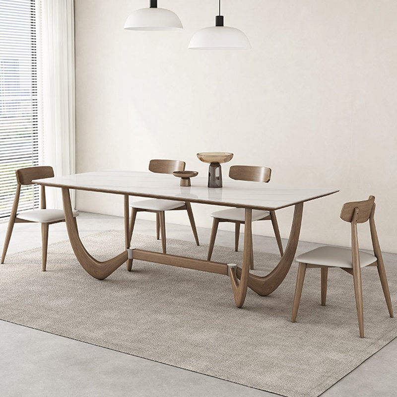 Ensemble de table de salle à manger rectangulaire en bois massif fritté pour 4 personnes