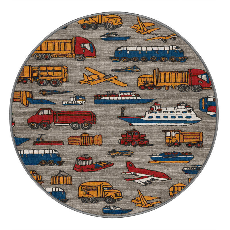 Tapis de transport gris lavable à la machine, Rond 4 pi