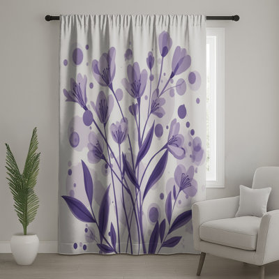 Rideaux de fenêtre mauve à motif floral mauve