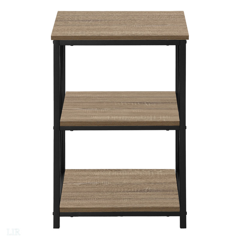 Accent Table, Side, End, Nightstand, Lamp, Laminate, Metal, Taupe, Black