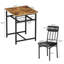 Ensemble de table de bar 3 pièces, ensemble de table de cuisine avec tablettes de rangement pour 2 personnes, ensemble de table de bar et de chaises avec tabourets revêtus de polyuréthane et plateau de table en marbre, ensemble de table de bar et table
