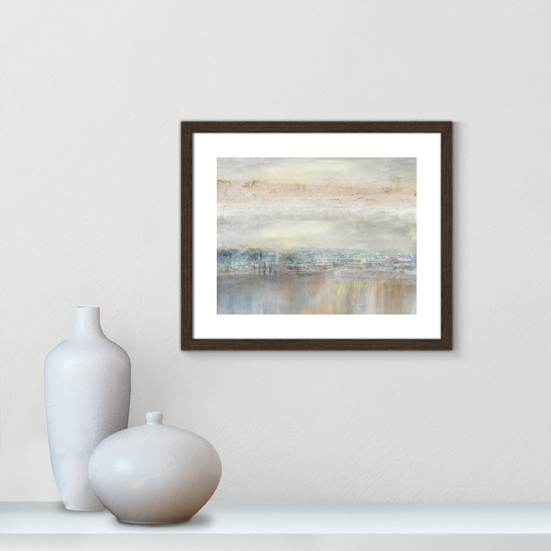 Electra From A Distance by Nan - Painting Print, Picture Framed Paper, 16" H x 19" W, Walnut Wood