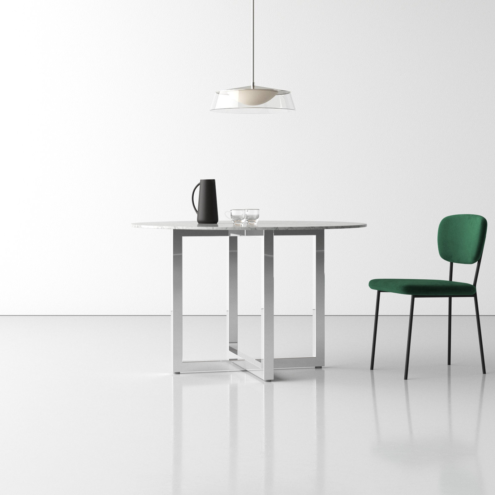 Dern 54" Marble Dining Table, 48" W x 48" L, Standard Table (30" Height)