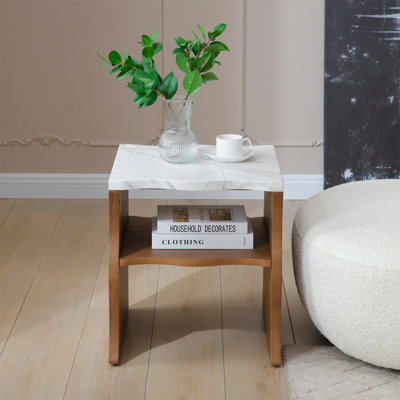 Table de bout moderne avec tablette de rangement 17,72 "Whisper Of Waves (table incluse seulement)