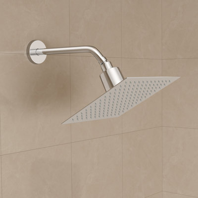 Universal 10" Showering Components Square Single-Spray High Flow Stainless Steel Wall Mount Filter Rain Shower Head