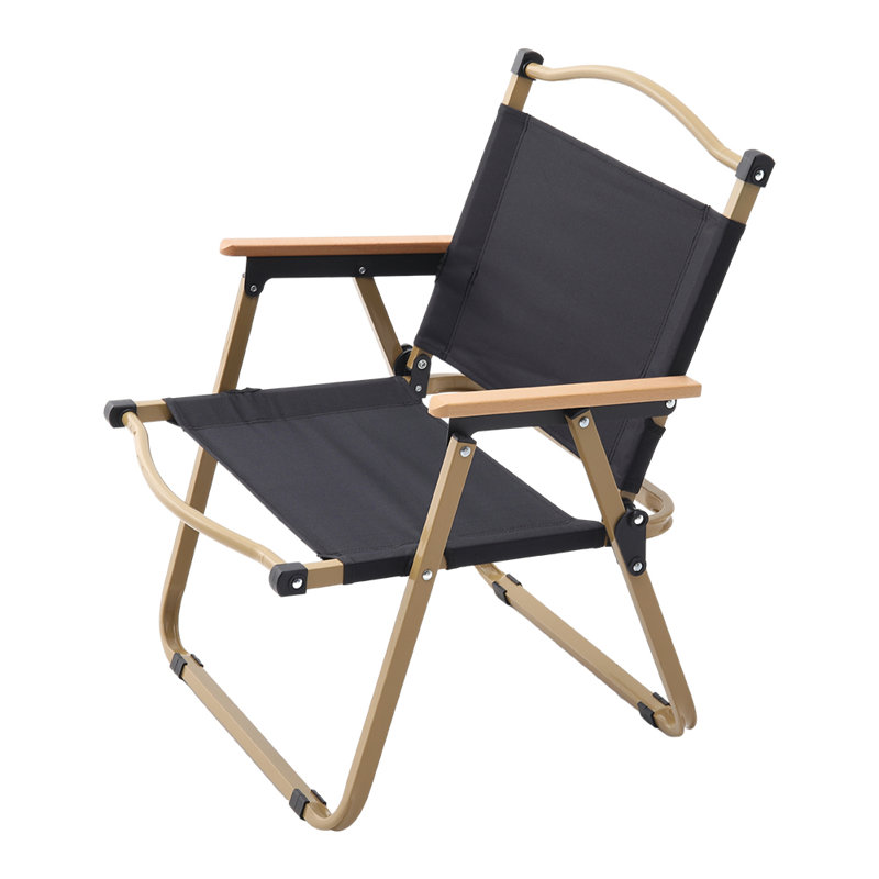 Portable Folding Camping Chair with Armrests, Black