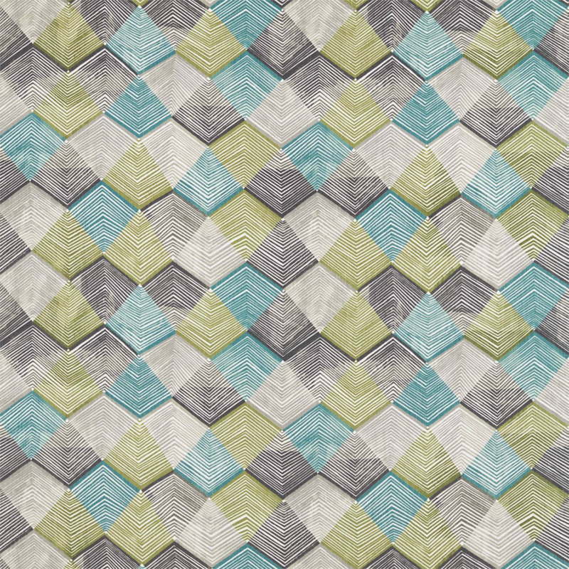 Rhythm Fabric, Teal/Linden/Charcoal