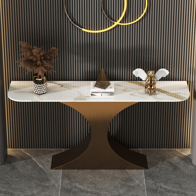 Light luxury style modern simple console table, 33.5" H x 63" W x 15.7" D, Gold