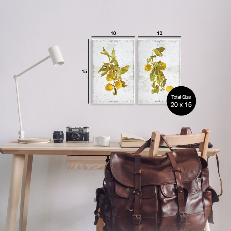 «Rustic Lemons & Leaves», ensemble de 2 plaques murales par GraffiTee Studios, H 15 po x l 20 po