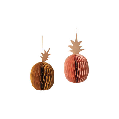 Ornement en forme d'ananas en nid d'abeille pliable fait à la main avec paillettes
